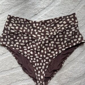 Aerie Brown and Cream Patterned Bikini Bottoms